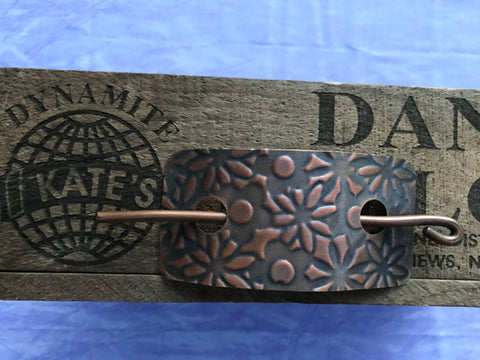Many Flowers Copper Barrette/Scarf Pin Antique Look