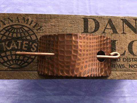 Reverse Snakeskin Copper Barrette/Scarf Pin Antique