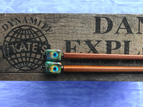 Peacock Feather Brown Hair Sticks