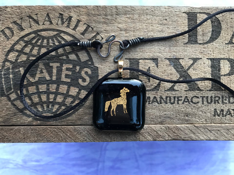 Gold Horse on Black Pendant
