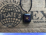 Gold Star of David on Iridescent Glass Pendant