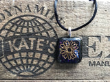 Gold Daisy on Iridescent Glass Pendant