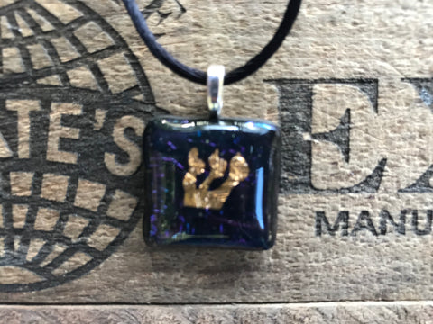 Gold Shin on Iridescent Glass Pendant