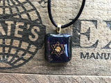 Gold Star of David on Iridescent Glass Pendant