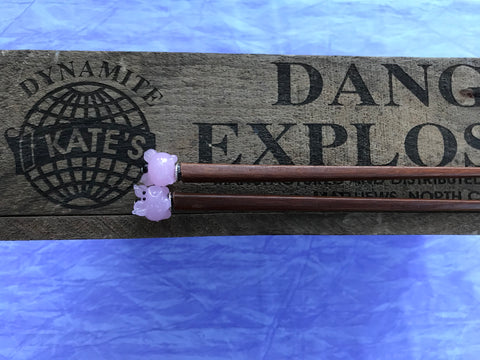 Pink Pig Brown Hair Sticks