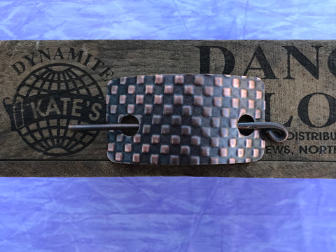 Checkerboard Copper Barrette/Scarf Pin Antique Look
