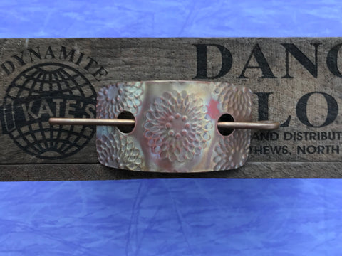 Flower Grid Copper Barrette/ Scarf Pin