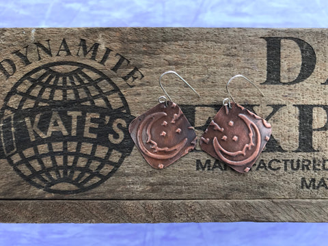 Raised Moon Copper Earrings