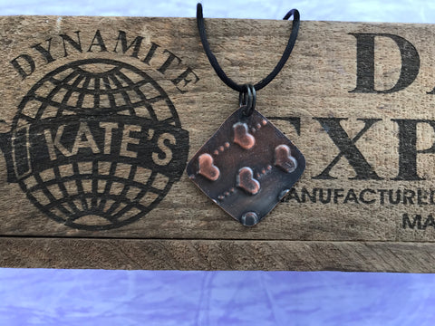 Hearts Copper Antique Look Pendant