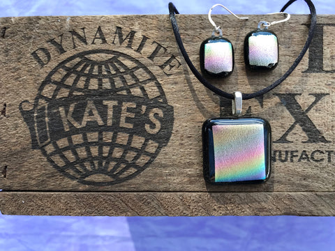 Pastel Yellow, Pink, Green Dichroic Glass Set