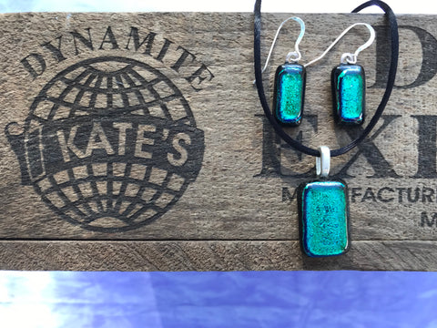 Emerald Green Dichroic Glass Set
