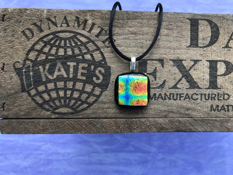 Tie Dye Crinkle Dichroic Glass Pendants