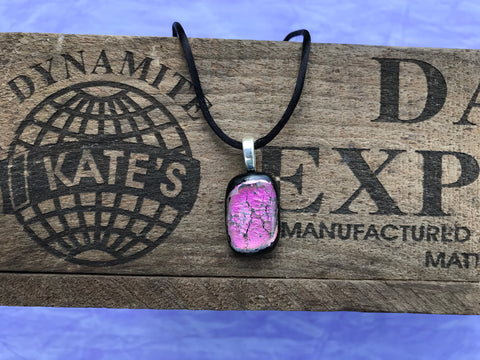 Pink Crinkle Dichroic Glass Pendant