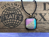 Pink Gold Crinkle Dichroic Glass Pendant