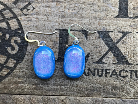 Dichroic on Cornflower Blue Earrings
