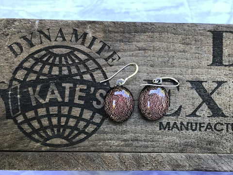 Pale Crinkle Dichroic Glass Earrings