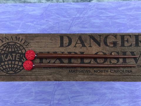 Red Cinnabar Brown Hair Sticks