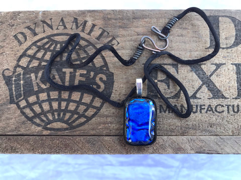 Blue Green Purple Ripple Dichroic Glass Pendant