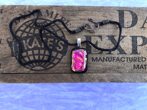 Magenta Gold Fipple Dichroic Glass Pendant