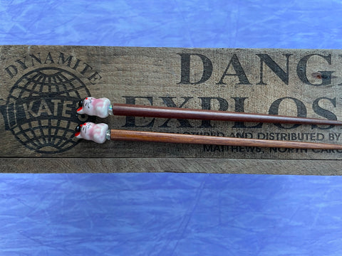 Pink Japanese Bunny Brown Hair Sticks