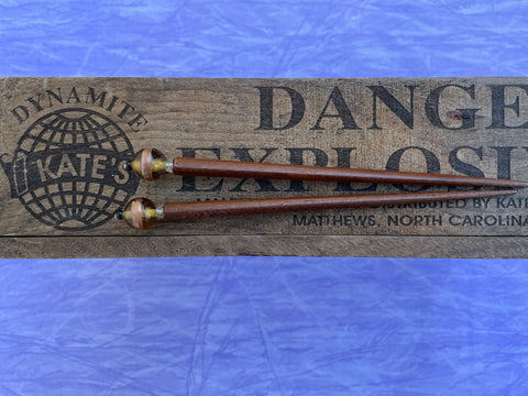 Amber Glass with Copper Band Brown Hair Sticks