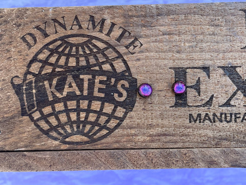 Pinkish Purple Dichroic Glass Post Earrings