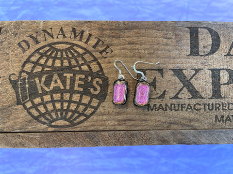 Pink Yellow Dichroic Glass Earrings