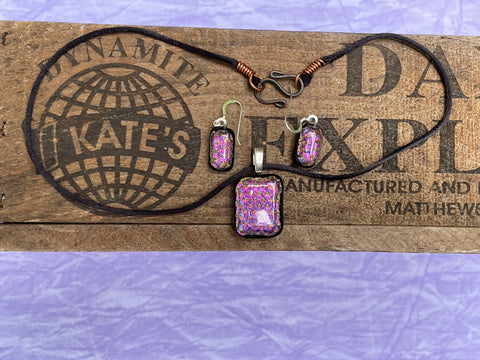 Pink Purple Diamond Dichroic Glass Set