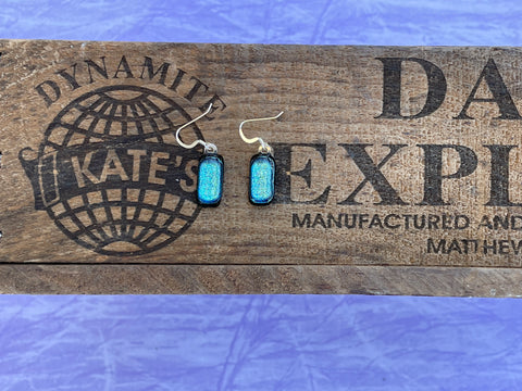 Ice Blue Dichroic Glass Earrings